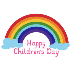 Happy Children's Day greeting card. Greeting card with rainbow and clouds