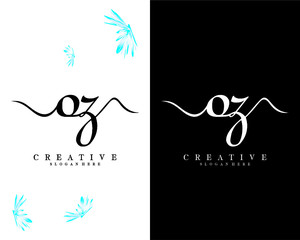 creative script font oz, zo letter logo design template vector - obrazy, fototapety, plakaty