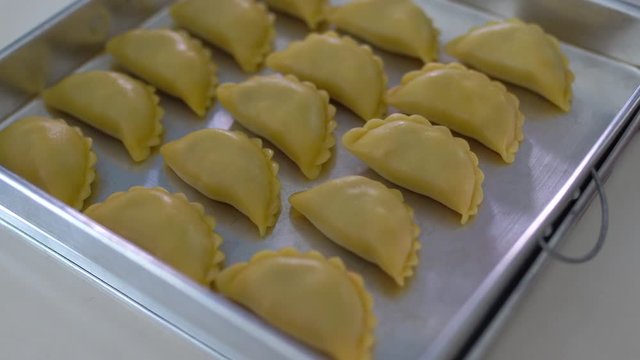 Finished product of Malay pastry curry puff or Karipap. Ready to be cook.