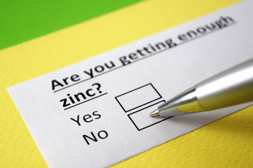 Are you getting enough zinc? Yes or no?