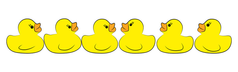 Yellow duck toy on white background. Business, Leadership, Teamwork or Friendship Concept. Vector