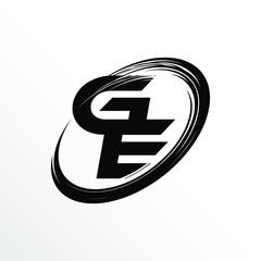 Initial Letter GE Brush Effect Logo Design