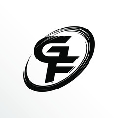Initial Letter GF Brush Effect Logo Design
