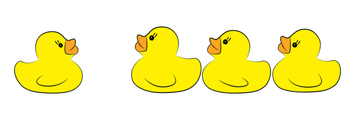 Yellow duck toy on white background. Business coach or speaker, Leadership, Teamwork or Friendship Concept. Vector