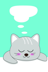 Cartoon design with cat sleep on green background