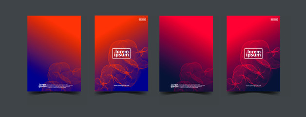 Creative design of vector template for A4 book cover, flyer and flyer in abstract background by using orange ,bright pink,purple tones together.