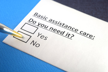 One person is answering question about basic assistance care.