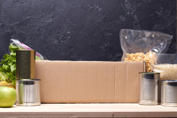 Food donations with empty cardboard