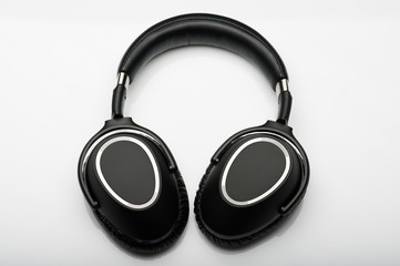 Wireless modern black headphones