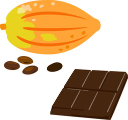 カカオの実とチョコレートバー