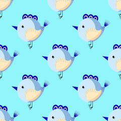 Chicken cartoon pattern - vector simple texture. Seamless pattern for textile, napkins, tablecloths, wrapping paper. Vector flat illustration.