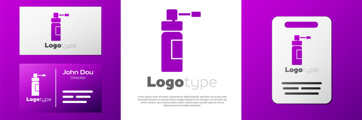 Logotype Medical bottle with nozzle spray for the treatment of diseases of the nose and throat icon isolated on white background. Logo design template element. Vector Illustration