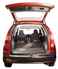 Red SUV car rear view