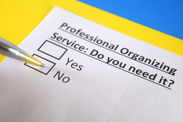 Fototapeta premium One person is answering question about professional organizing service.