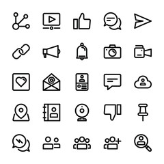 social media outline icons pack pixel perfect