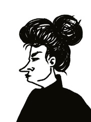 woman profile portrait cartoon character isolated on white