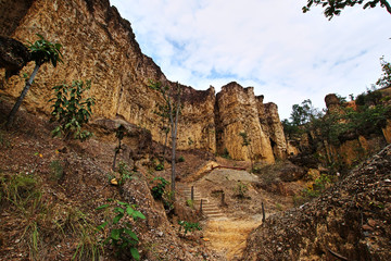 Gyui Suer Ten near Pha Chor the natural phenomenon of eroded soil pillars located in Mae Wang National Park, Doi Lo District, Chiang Mai province, Thailand