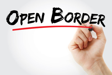 Open border text with marker, concept background