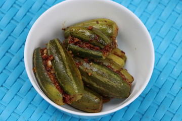 Bharwa Parwal or patal Sabzi, Stuffed Pointed Gourd Dry fry, Indian food 
