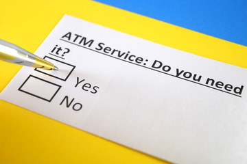 Obraz premium One person is answering question about ATM service.