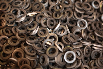 Background of screw bolts, Internal screw, bolts closeup, many screws. Factory equipment and Industrial materials.