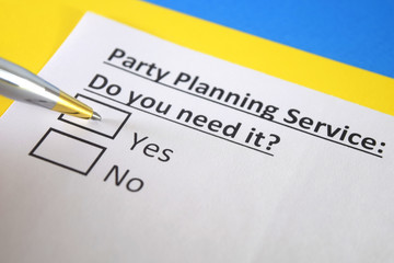 One person is answering question about party planning service.