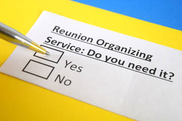 One person is answering question about reunion organizing service.