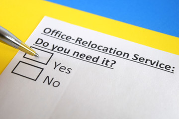 Obraz premium One person is answering question about office relocation service.