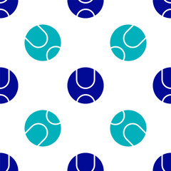 Blue Tennis ball icon isolated seamless pattern on white background. Sport equipment. Vector Illustration
