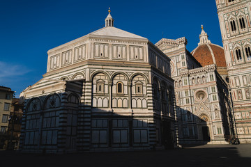 Duomo square in Florence. Battistero and cathedral 