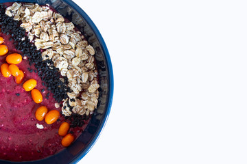 Red berry smoothie isolated on a white background with copy space