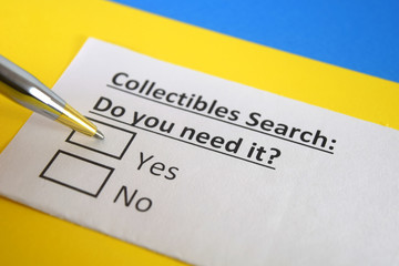 Fototapeta premium One person is answering question about collectibles search.