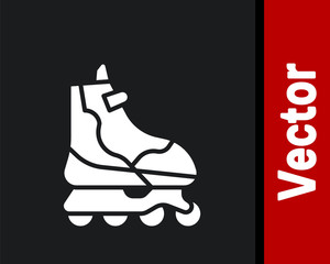 White Roller skate icon isolated on black background. Vector Illustration