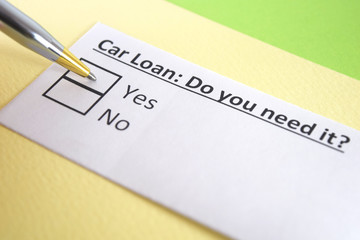 Fototapeta premium One person is answering question about car loan.