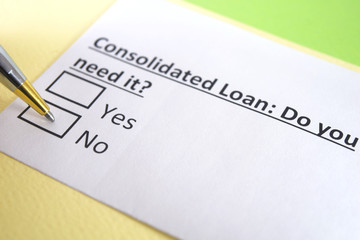 Obraz premium One person is answering question about consolidated loan.