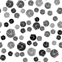 Black Helmet icon isolated seamless pattern on white background. Extreme sport. Sport equipment. Vector Illustration