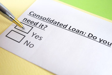 Obraz premium One person is answering question about consolidated loan.