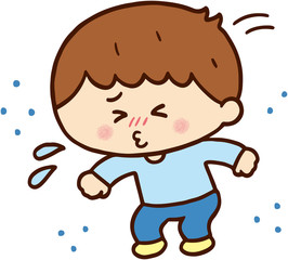 くしゃみをする男の子
