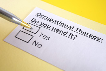 Obraz premium One person is answering question about occupational therapy.