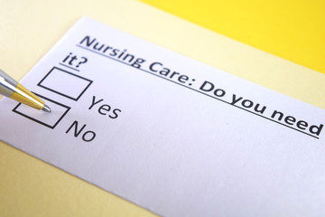 Fototapeta premium One person is answering question about nursing care.