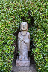 Busan city, South Korea - NOV 01, 2019: Little monk figurines at Haedong Yonggungsa Temple is the most beautiful temple in Korea.
