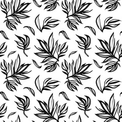 Fototapeta premium seamless pattern with plant. Black and white watercolor