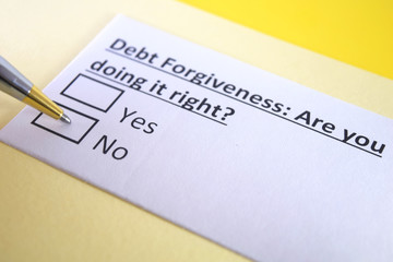 One person is answering question about debt forgiveness.