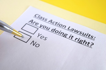 One person is answering question about class action lawsuits.