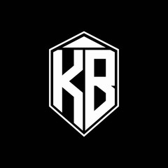 kb logo monogram with emblem shape combination tringle on top design template