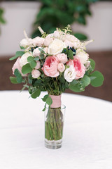 Wedding flowers, bridal bouquet closeup.