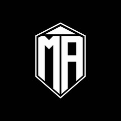 ma logo monogram with emblem shape combination tringle on top design template - obrazy, fototapety, plakaty