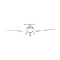 commercial jet aircraft, airliner. passenger plane front view. isolated on white background. hand drawing. sketch