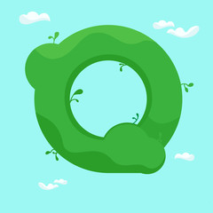 Green abstract cloud. Round garden.