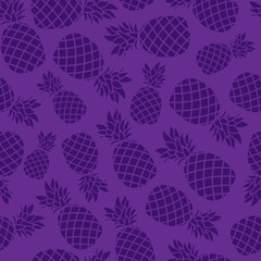 Violet pineapple background. Trendy Tropical Pattern.
